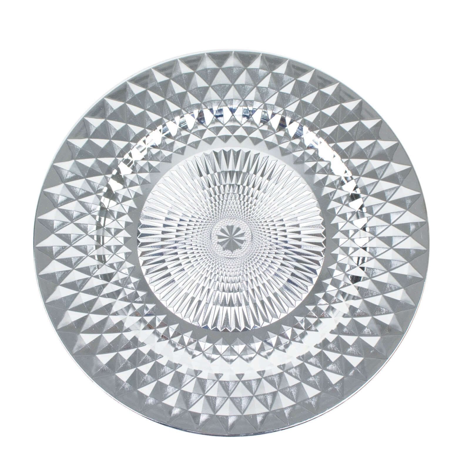 6-Pack Plastic Charger Plates 13" Round Silver Diamond Pattern - Sparkling Disposable Dinner Charger Tableware - Image 7